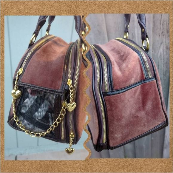 Juicy Couture Y2K Scottie Dogs Pet Carrier Bowler Velour Satchel - Picture 6 of 12